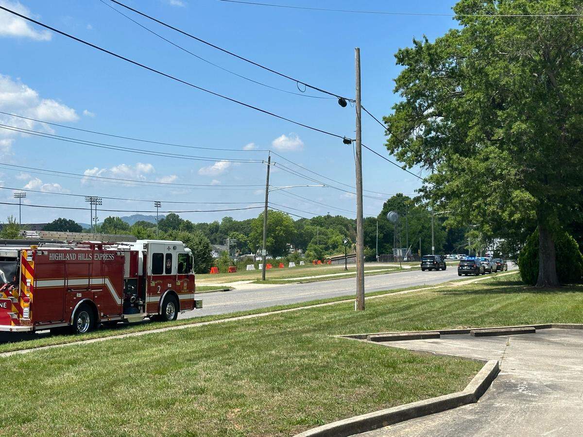 Police and fire vehicles near West Airline Street and North Cherry Street in Gastonia on Wednesday.