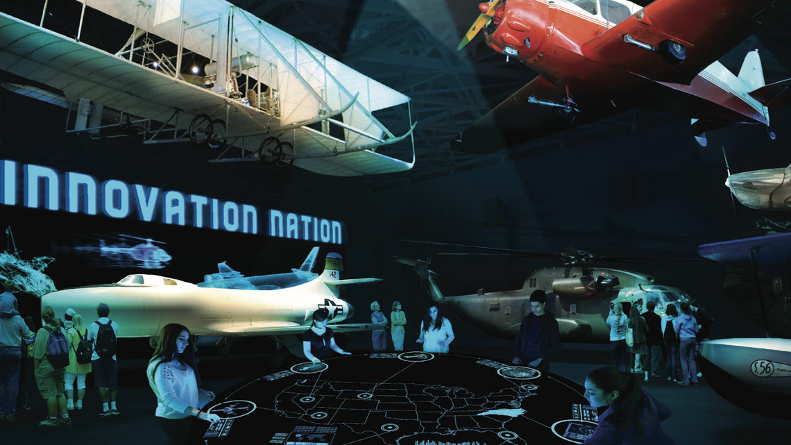 The main gallery of the Carolinas Aviation Museum will feature the theme, “Innovation Nation,” In addition to displaying iconic aircraft such as the “Miracle on the Hudson” plane.