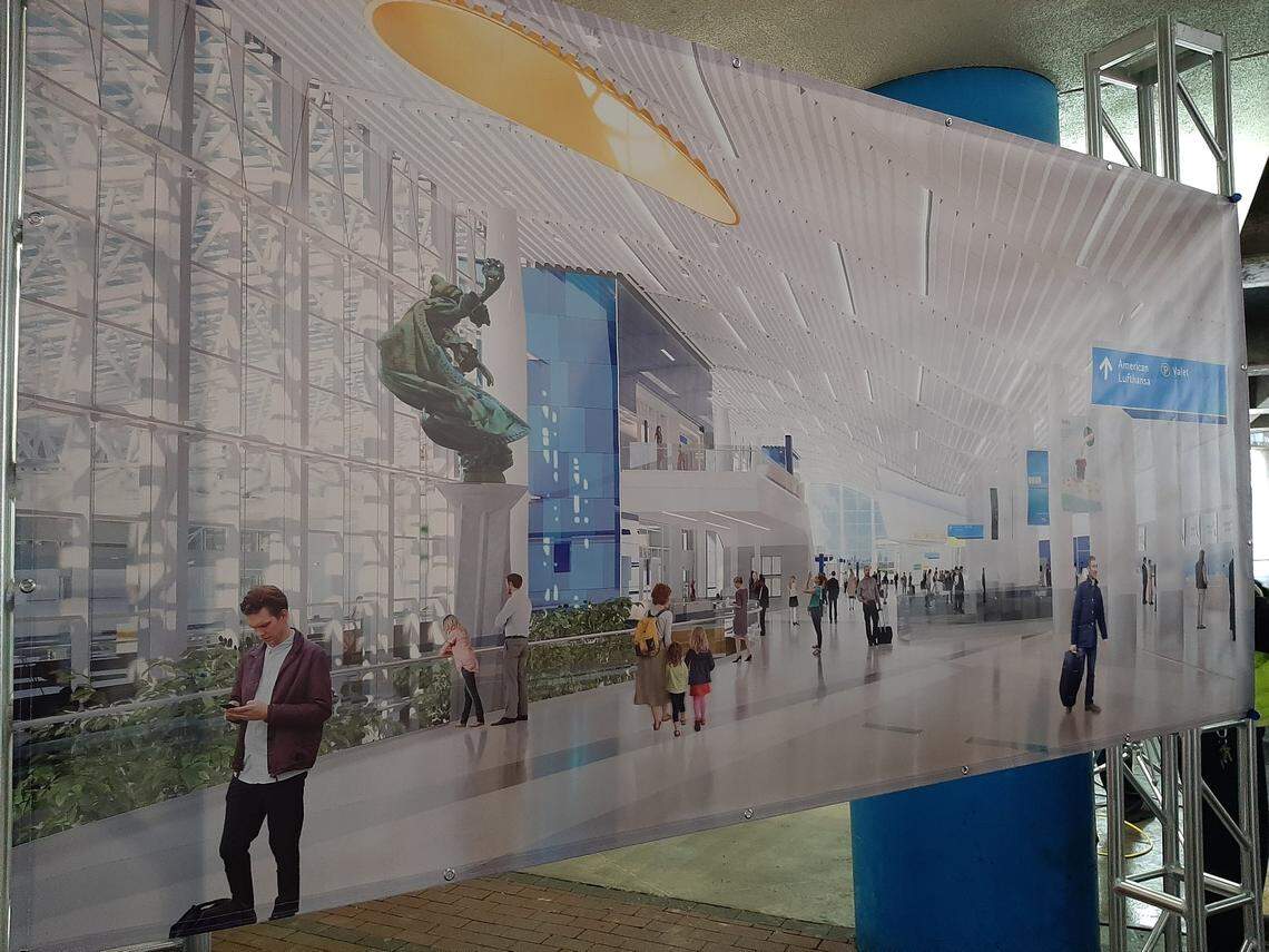 A rendering for the $600 million lobby expansion at Charlotte Douglas International Airport