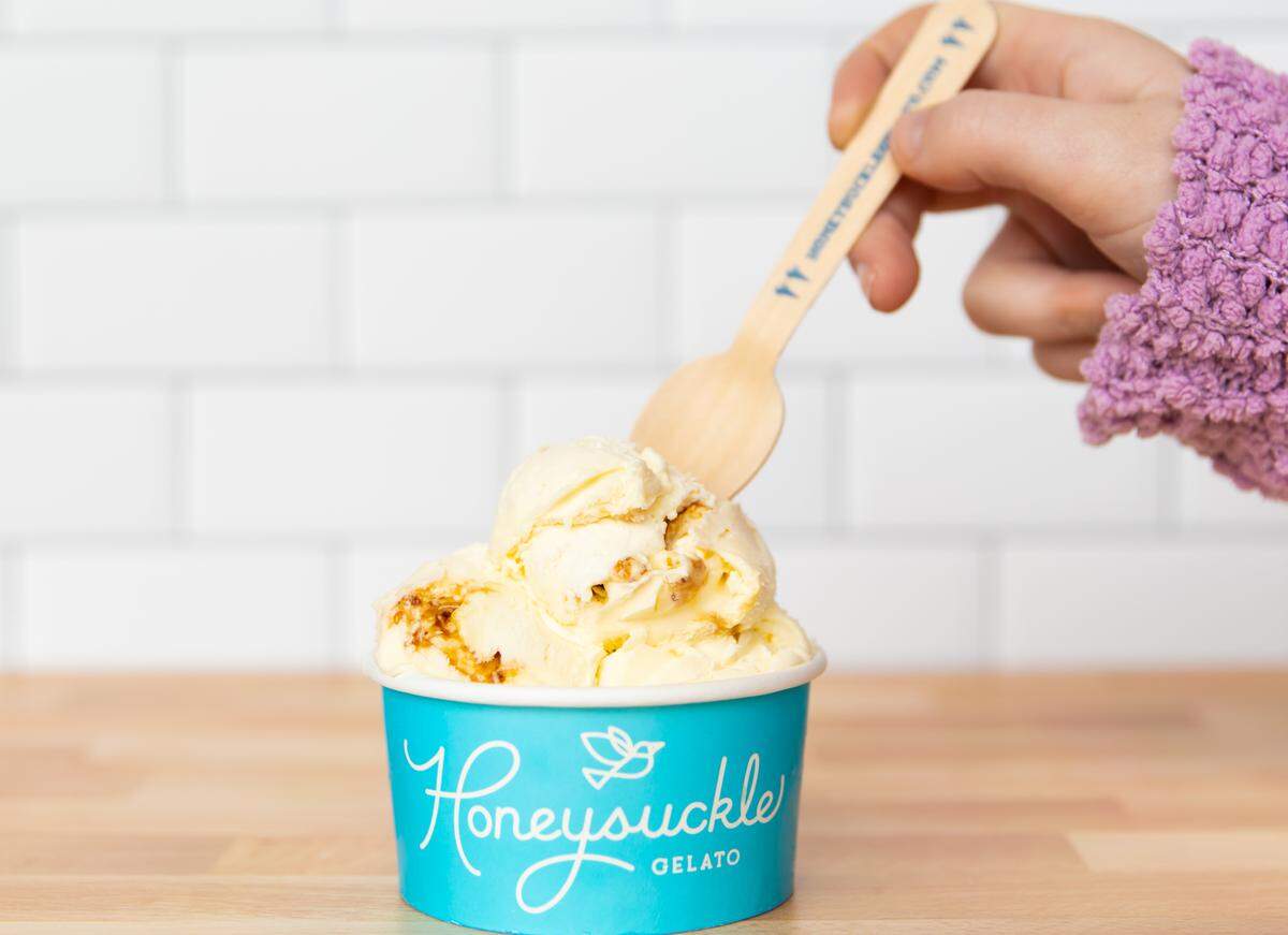 Spring flavors at Honeysuckle Gelato include creme brulee. 