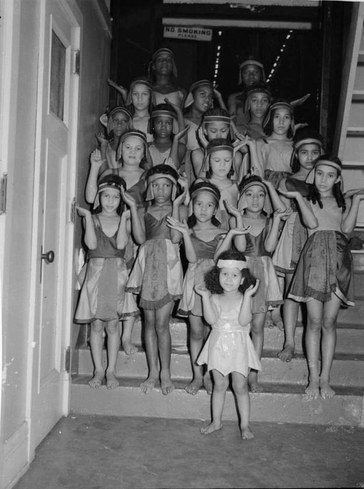 This 1941 photo captured children wearing Egyptian costumes for the National Negro Opera Company’s performance of “Aida.”