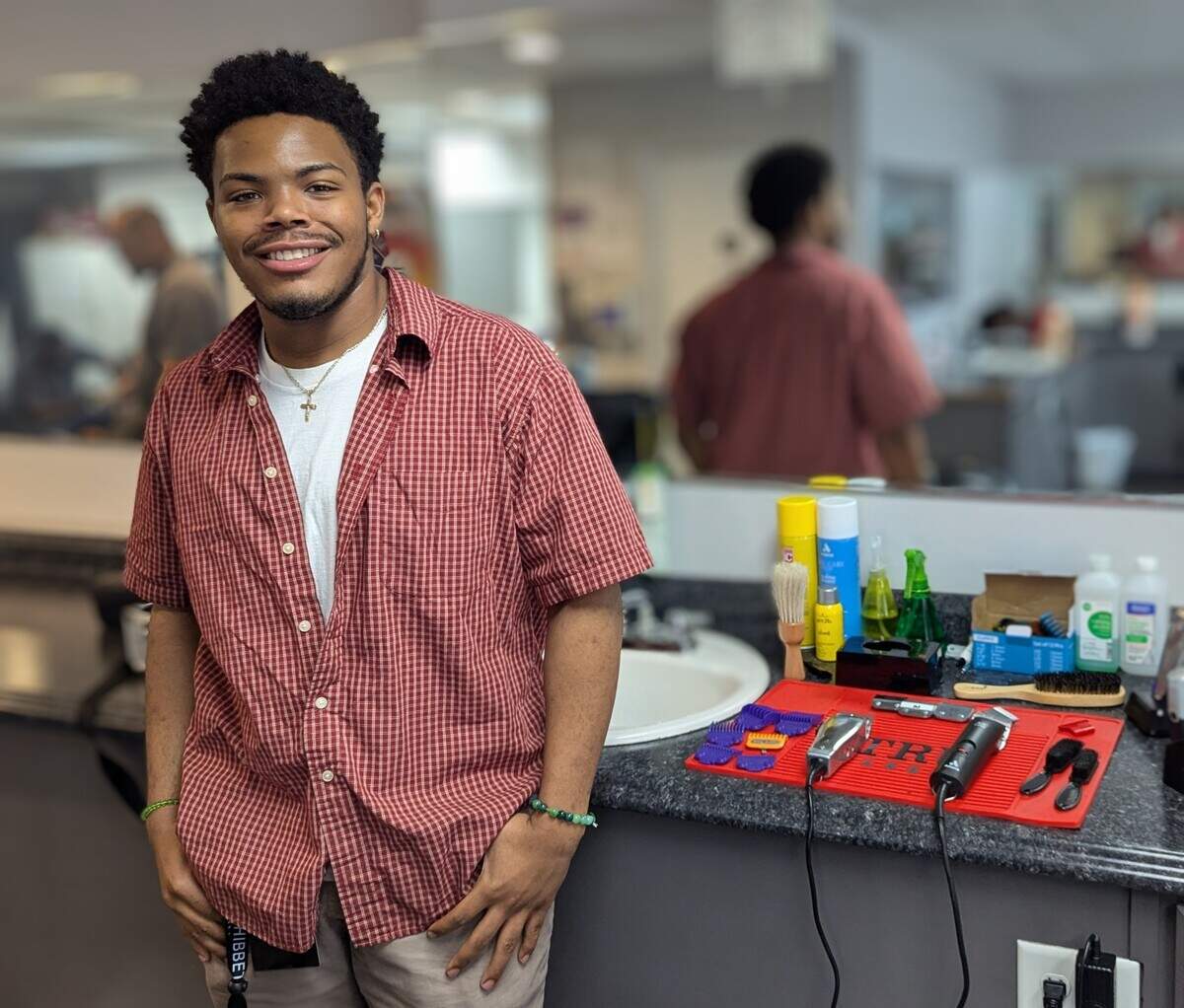 Mario Thomas, 18, a student at Triad Barber School in Wadesboro, said he does most of his banking online but his mother has told him it’s important to know your banker while building credit.
