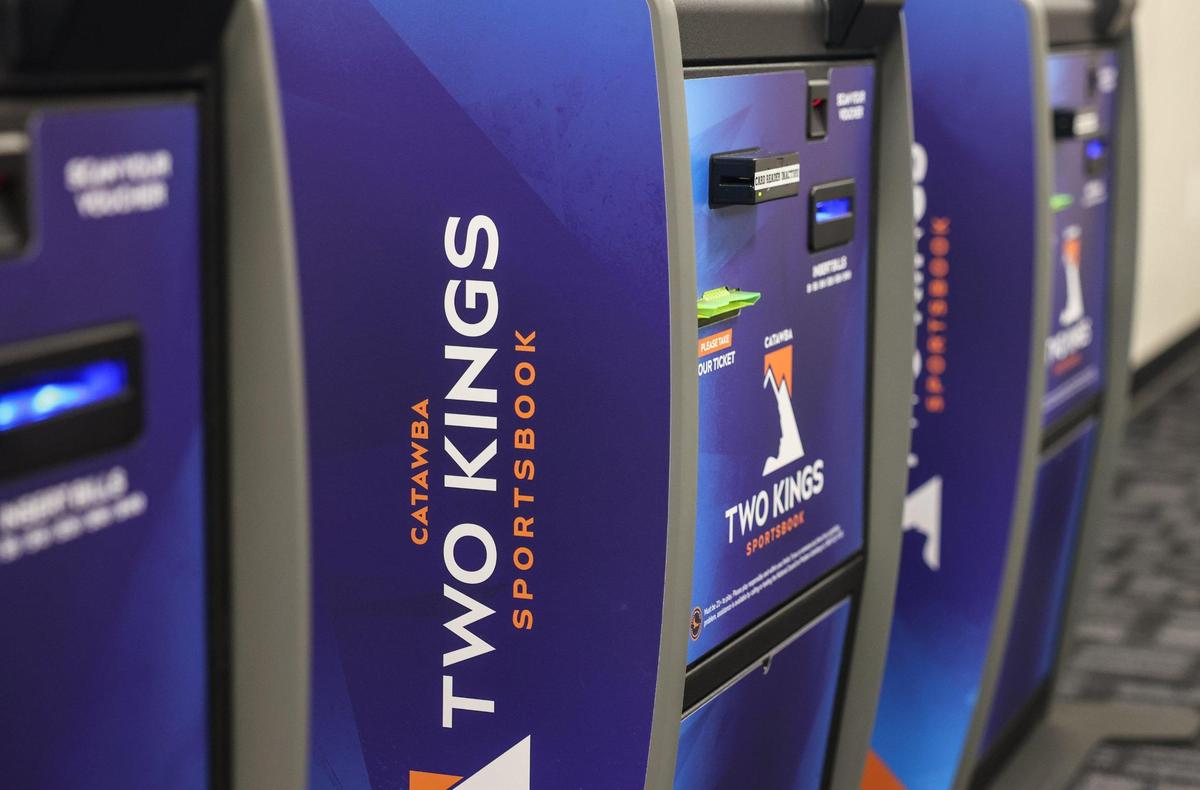 Betting machines in the sportsbook room at Catawba Two Kings Casino in King’s Mountain, N.C., on Wednesday, September 7, 2022.