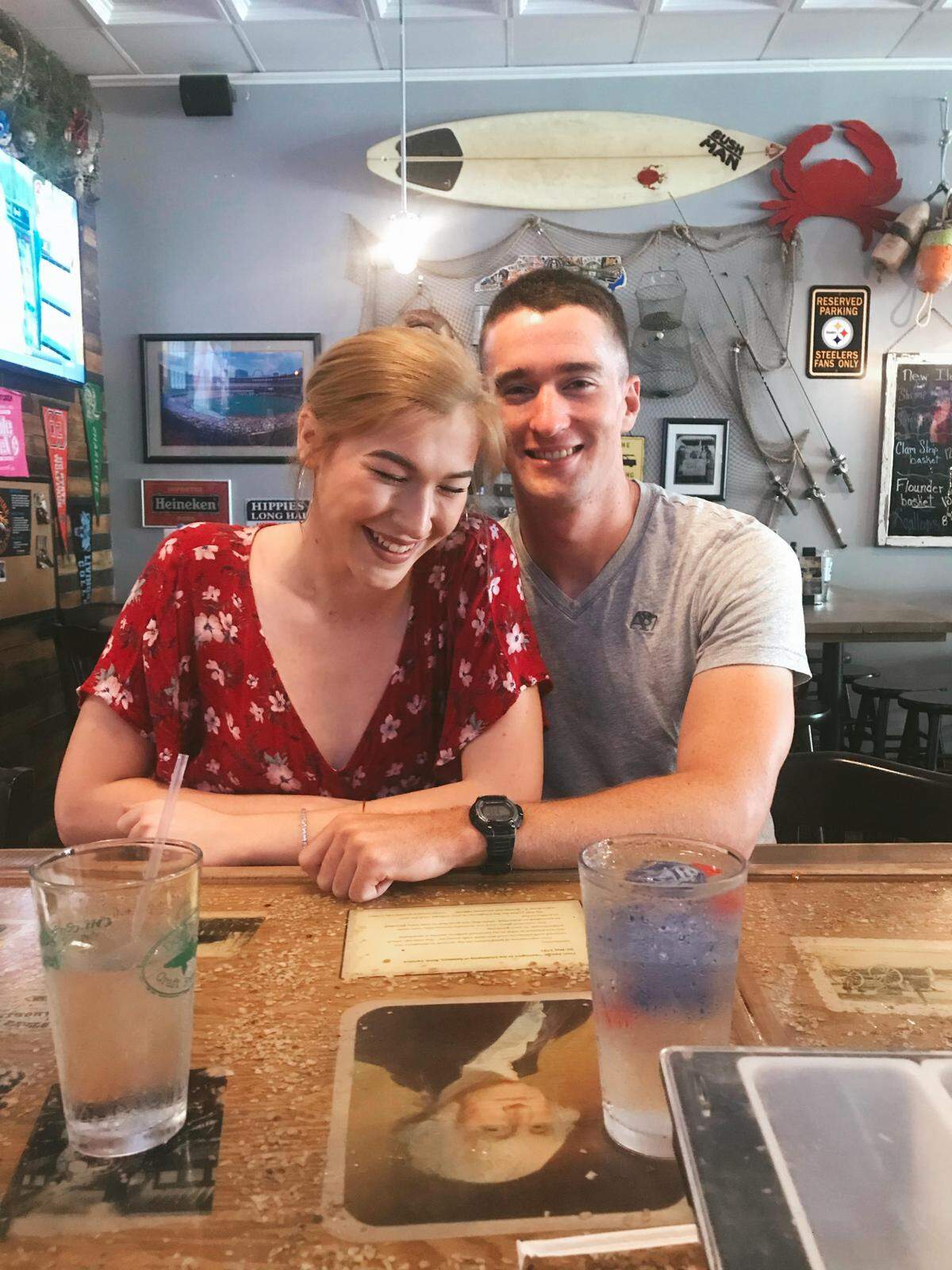 In July 2018, Kathleen and Conor enjoyed a date at the Shuckin Shack in Salisbury.