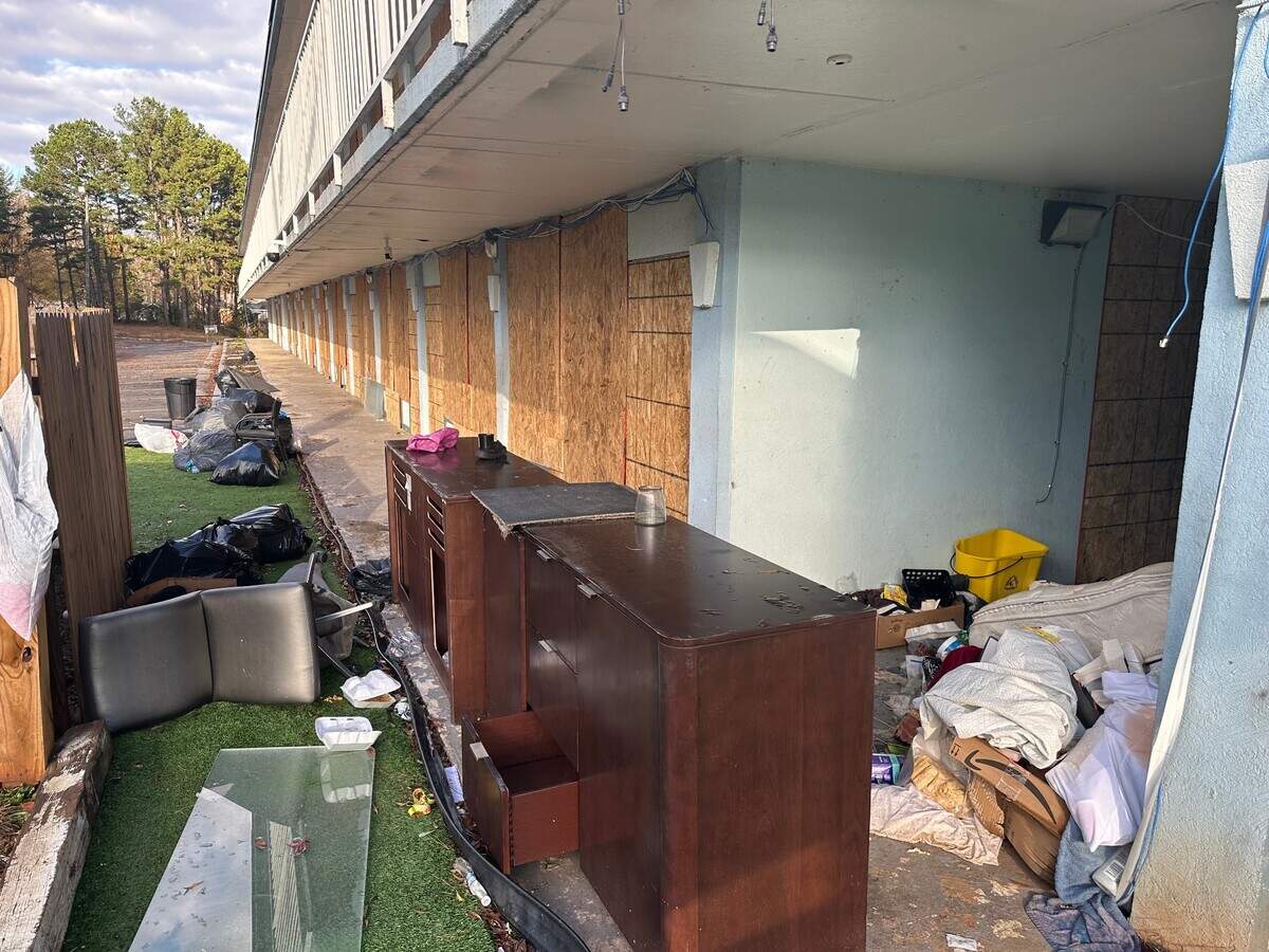 Garbage left behind at the Lamplighter Inn after the city and partner nonprofit organizations moved over 60 people out of the property because of unsafe living conditions.