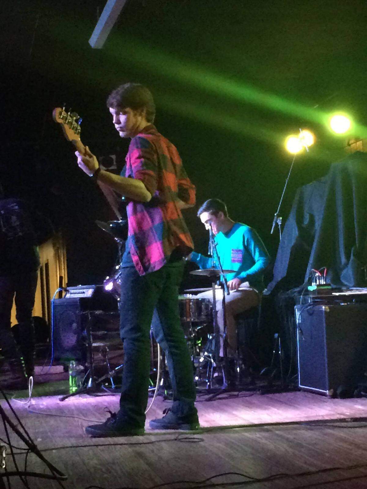 Rainbow Kitten Surprise’s Ethan Goodpaster and  drummer Jess Haney play App State’s storied Legends nightclub as the opening act for Hunter Hunted on Nov. 17, 2014.