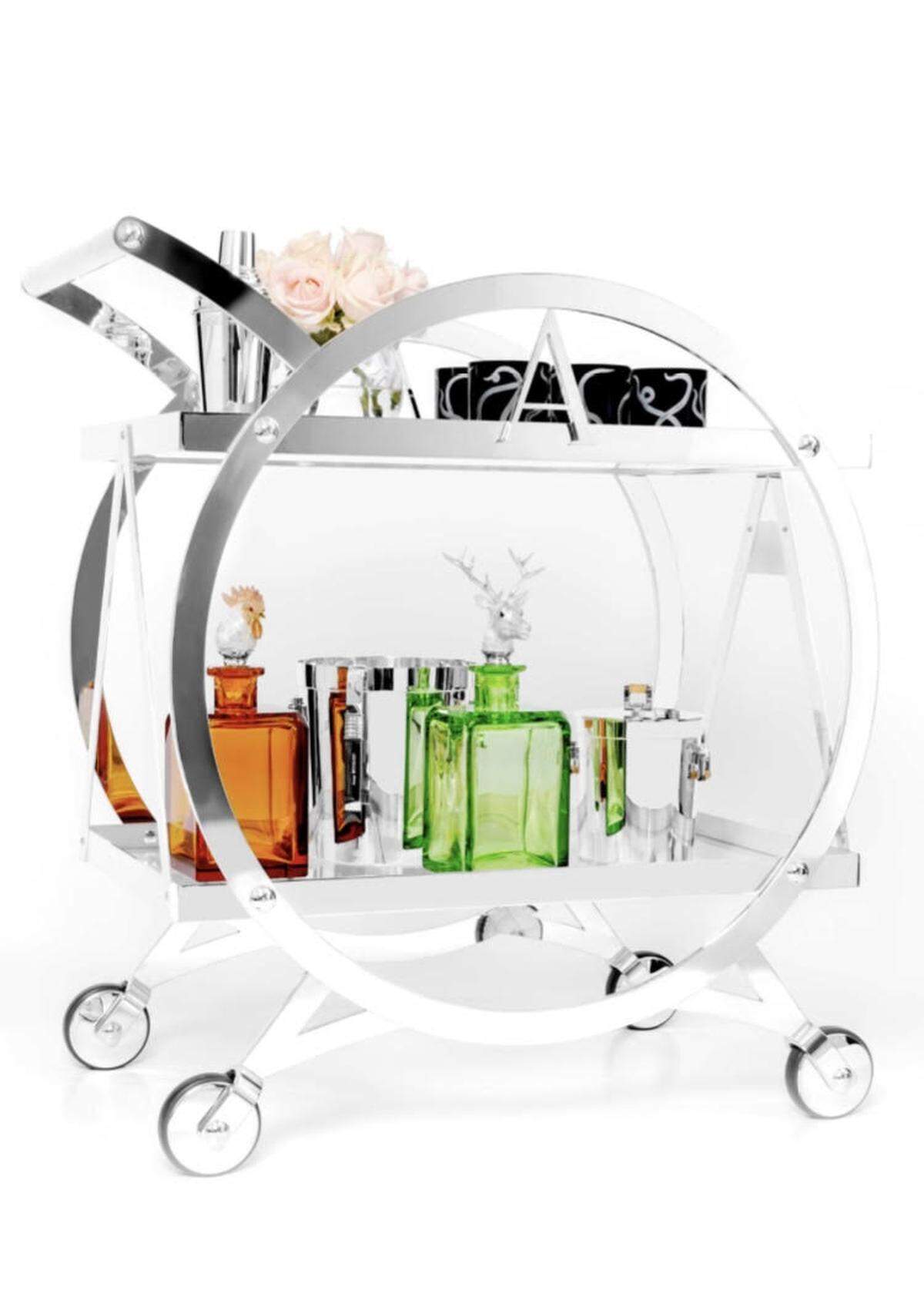 Fully outfitted with Asprey decanters, shakers and hand-etched glassware, the drinks trolley is $78,840 “all-in.”