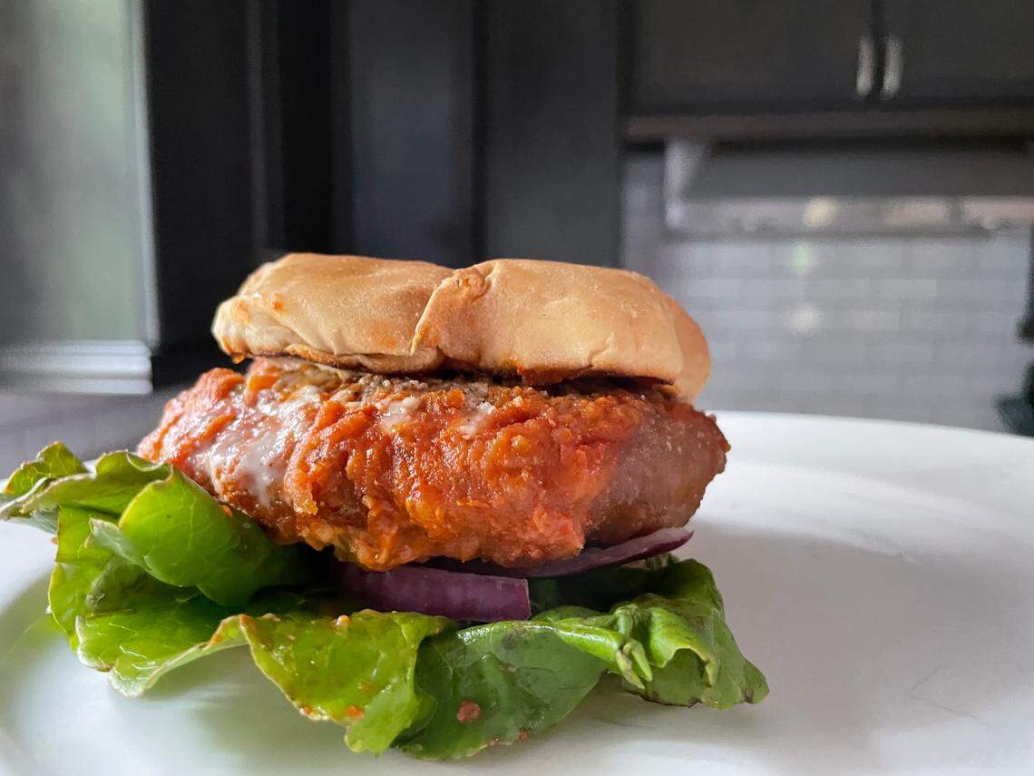 Loving Hut’s Buffalo Ranch Chickun Burger.