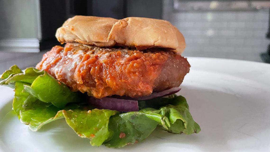 Loving Hut’s Buffalo Ranch Chickun Burger ($13.95).