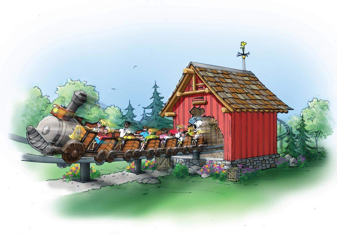 Snoopy’s Racing Railway family-friendly steel roller coaster will debut in the kid’s area of Carowinds next year.