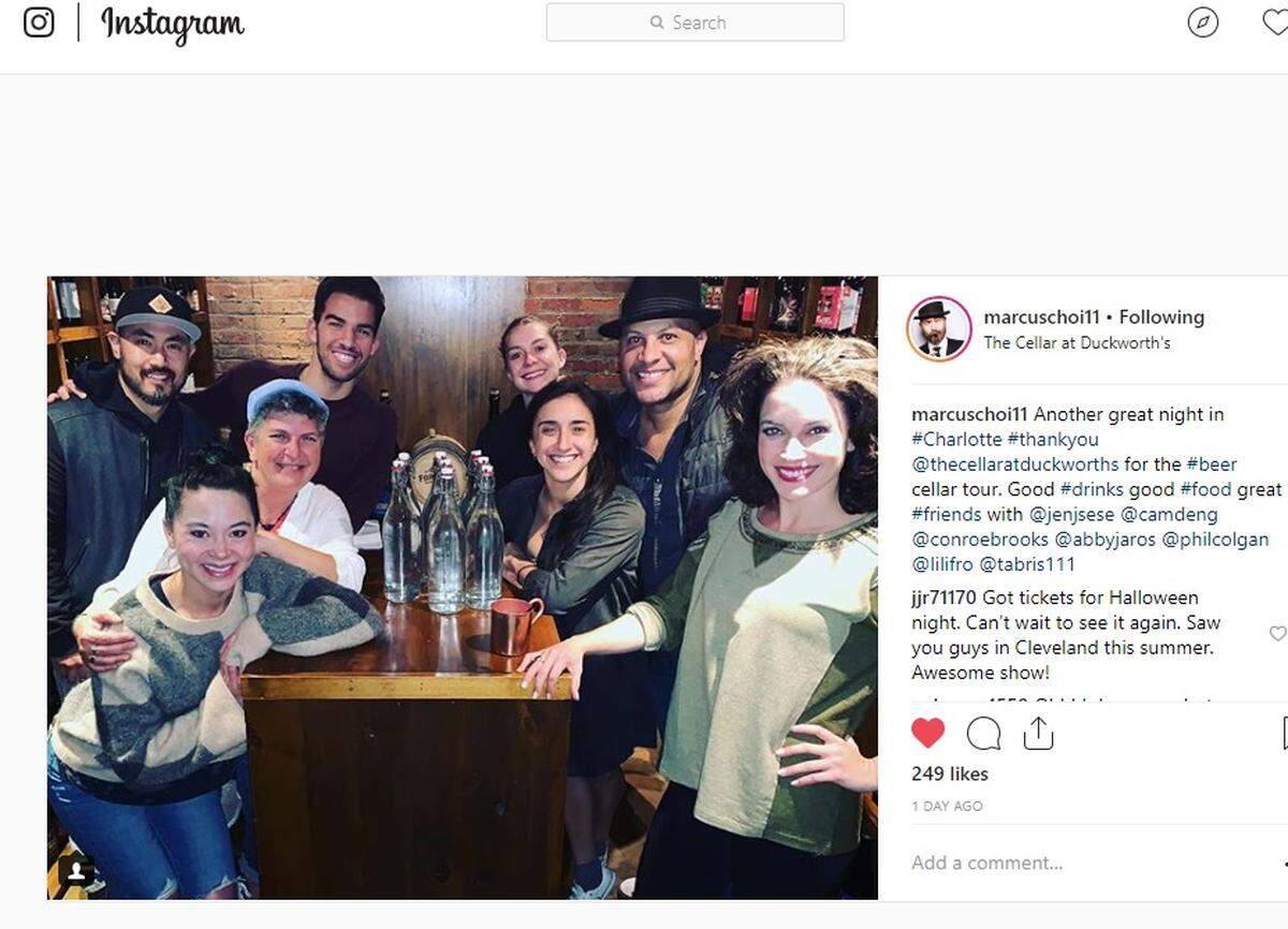 “Hamilton” cast enjoy the scene at The Cellar at Duckworth’s in Charlotte.