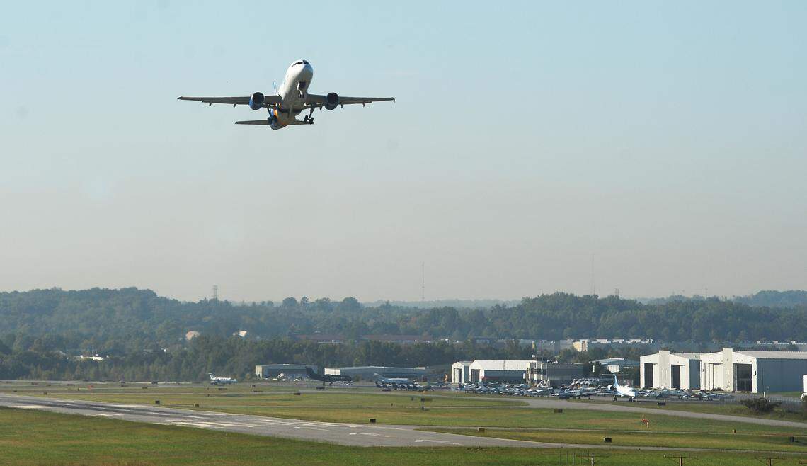 A flight departs Concord-Padgett Regional Airport. A new airline is adding routes to the airport in Cabarrus County.