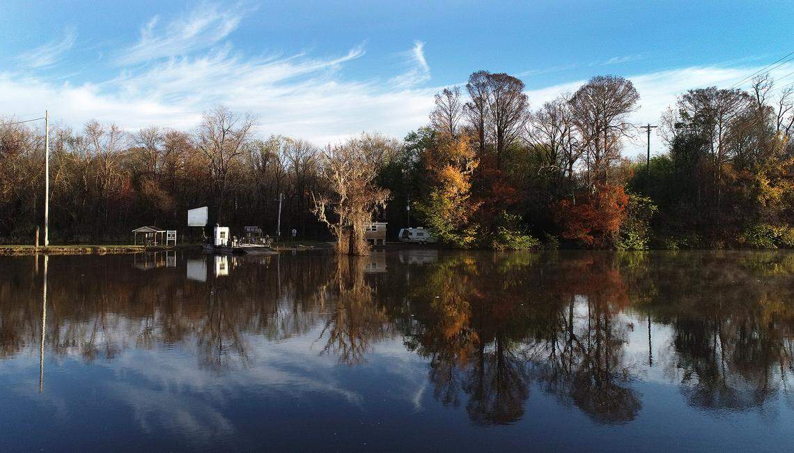 The Elwell Ferry, operating since 1905, is a cable ferry crossing the Cape Fear River in Bladen County. It connects the communities of Carvers Creek and Kelly in Bladen County.