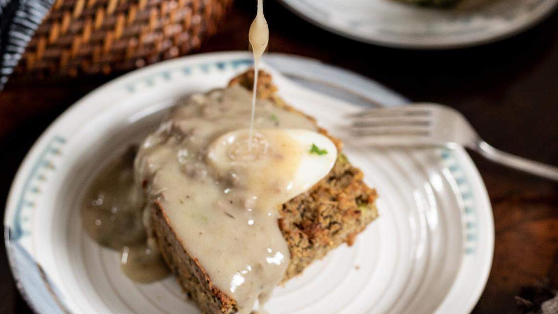 Lisa Brooks’ cornbread dressing with giblet gravy.