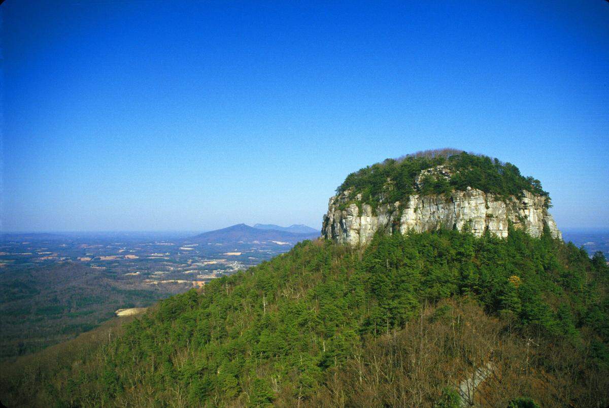 You can take in incredible views from Pilot Mountain’s summit.