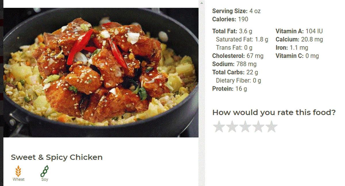 Sweet and spicy chicken is another lunch option for the first day of school at CMS.