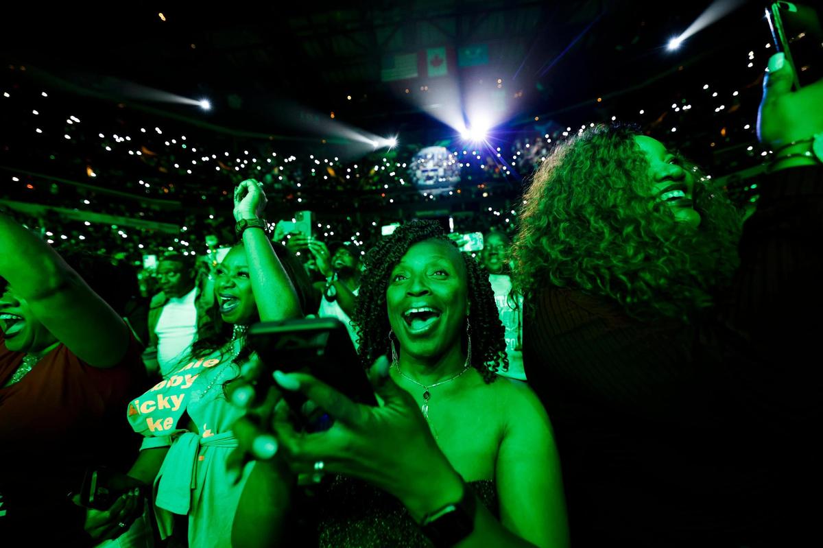 Fans cheer as New Edition takes the stage during The Culture Tour at Spectrum Center in Charlotte, N.C., Sunday, April 3, 2022.