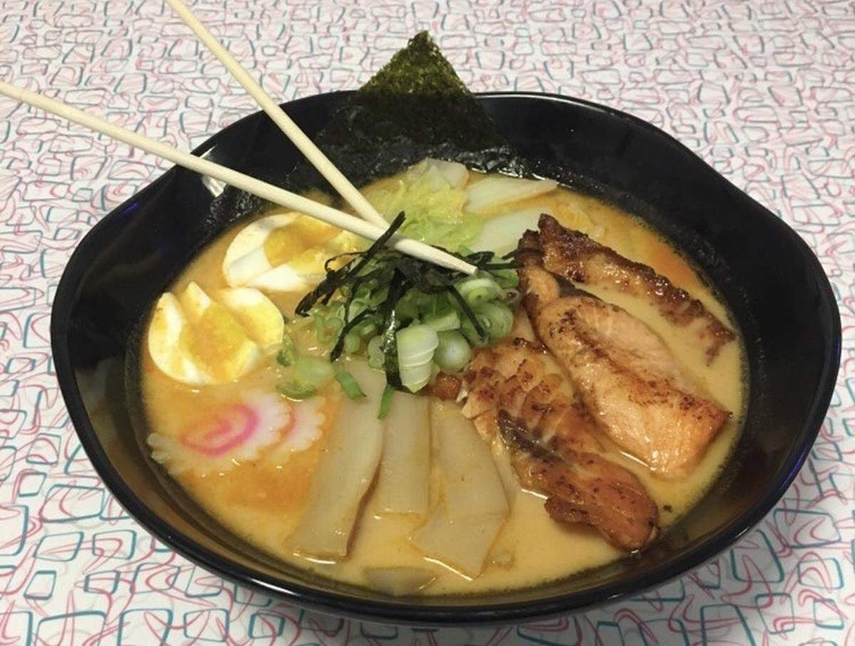 The Spicy Salmon Ramen from Binki Cafe.