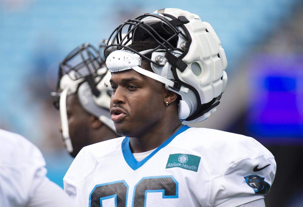 Panthers defensive tackle, #96, Jaden Crumedy and others treated fans to an open practice Saturday at Bank of America Stadium. Fans celebrated the return of Panthers’ football during practice at Bank of America Stadium on Saturday, July 27, 2024 as part of the annual Back Together Saturday event. Practice, which began at 9:30 a.m., included performances by the Panthers entertainment group and activities for fans. Fans cheered on players like Bryce Young (#9), Xavier Legette (#17), Damien Lewis (#68) and head coach Dave Canales.