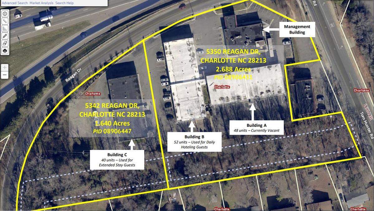 Charlotte City Council will vote on a proposal to purchase the Economy Inn Motel on Reagan Drive at its meeting on Monday, April 10, 2023.