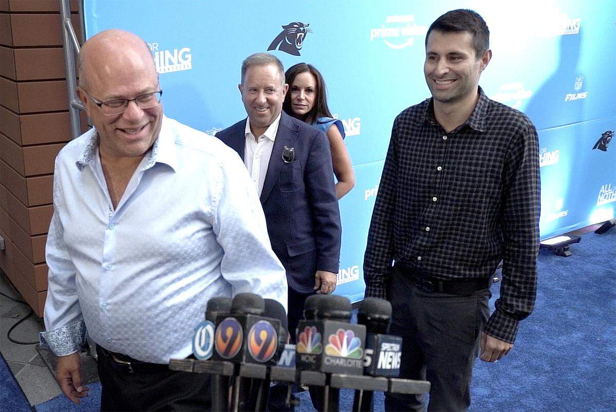 Carolina Panthers owner David Tepper walks the blue carpet prior to the premiere of Amazon’s “All or Nothing” at the Knight Theater in Charlotte, NC on Thursday.