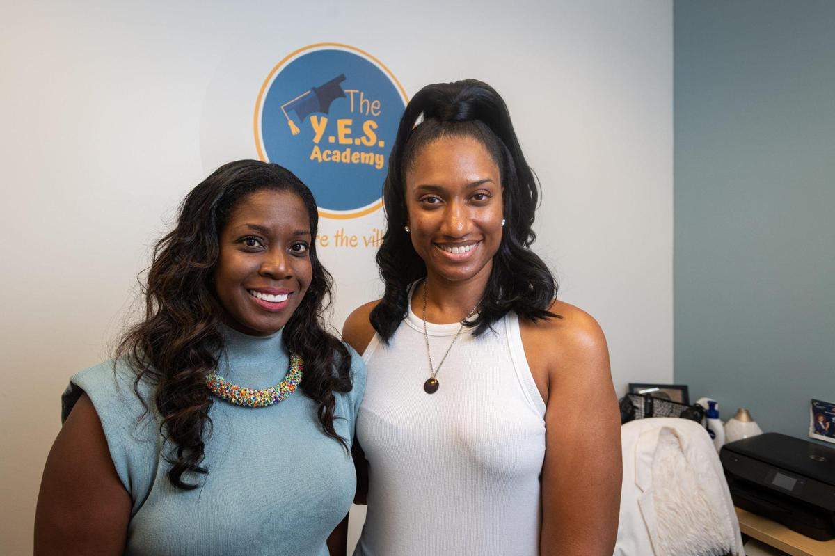 “Our stories mean that when we talk to entrepreneurs, we’re seeing ourselves in these people,” says Dr. Shanté Williams, (left). Her venture capital firm has launched a new microloan program to help Black entrepreneurs like YES Academy founder Christal Brice, right, build their business in Charlotte.