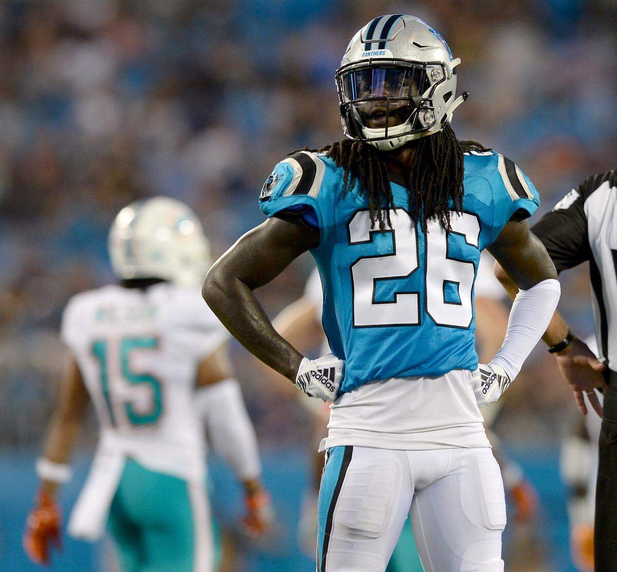 Speedy Carolina Panthers cornerback Donte Jackson (26) has all but locked up a starting spot opposite James Bradberry, but there are sure to be rookie growing pains.