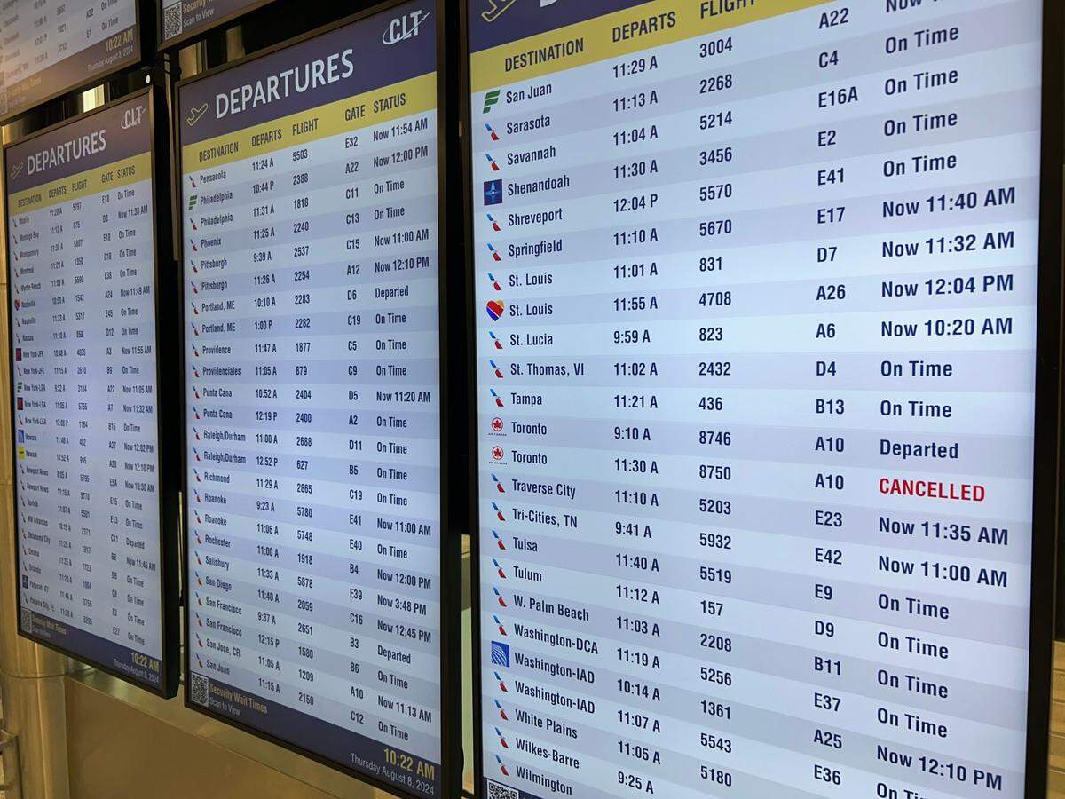 There was some cause for optimism Thursday morning at Charlotte Douglas for planes not facing delays or cancellations. But the numbers were growing throughout the day.