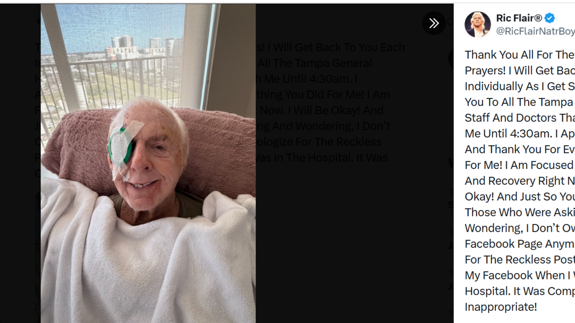 ‘I will be okay!’ Ric Flair, Charlotte wrestling legend, hospitalized in Florida