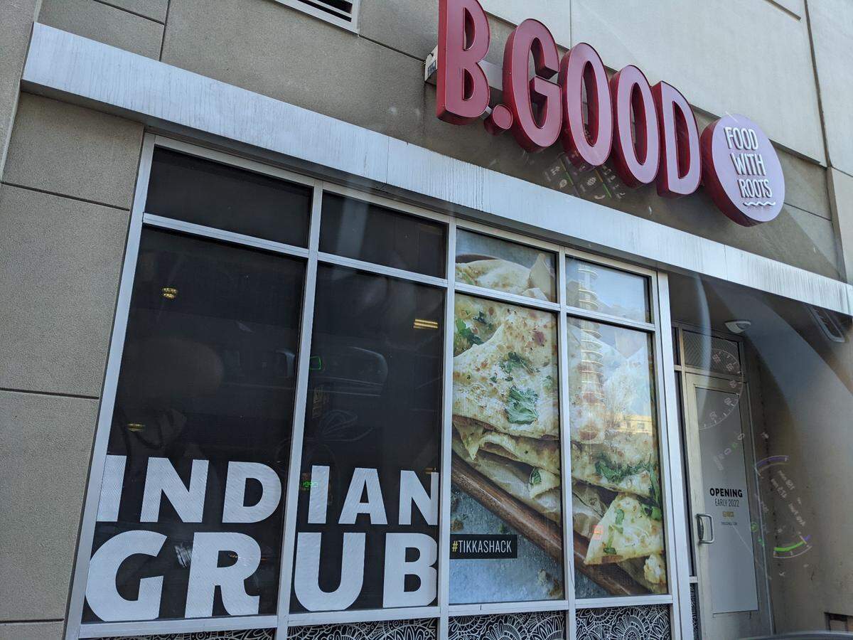 Tikka Shack Indian Grub will open in late May or June in the former B. Good restaurant location at 400 S. Tryon St. in uptown Charlotte
