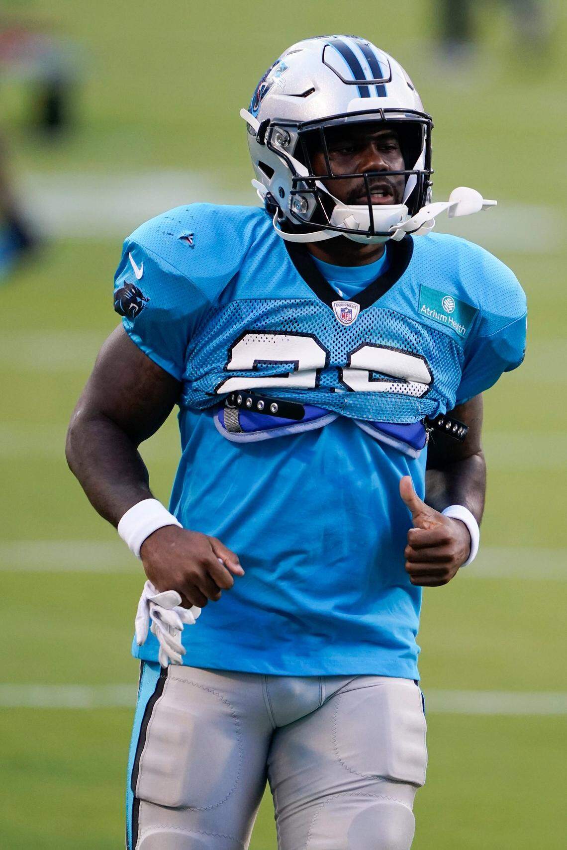 Carolina Panthers running back Mike Davis is getting his first start this season Sunday at the Chargers with Christian McCaffrey out injured.