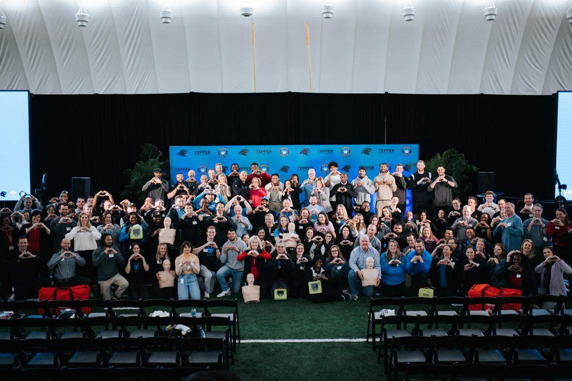 Buffalo Bills safety Damar Hamlin was on hand as the Carolina Panthers and the American Heart Association teamed up to CPR train 300 people.