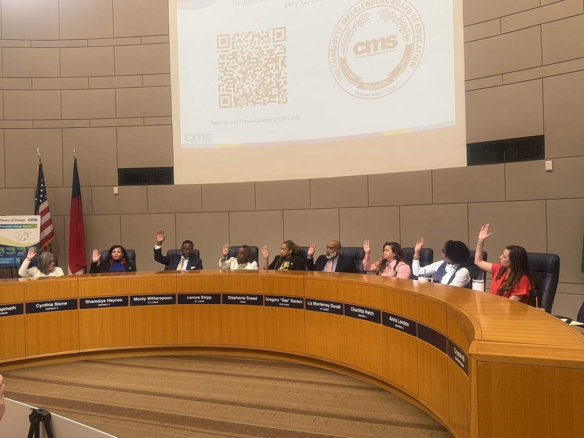 CMS board members voted unanimously to approve Superintendent Crystal Hill’s revised budget proposal on May 12, 2026.