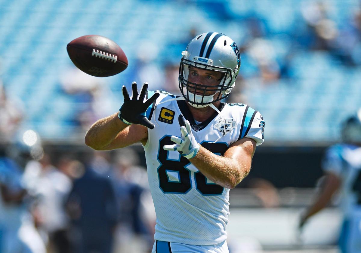 Carolina Panthers tight end Greg Olsen (88) now ranks fifth all-time in receiving yards by an NFL tight end.. He has fought foot injuries each of the past two years and so far this season has had his back tighten up on him in Week 1 and received a bloody nose in Week 2.