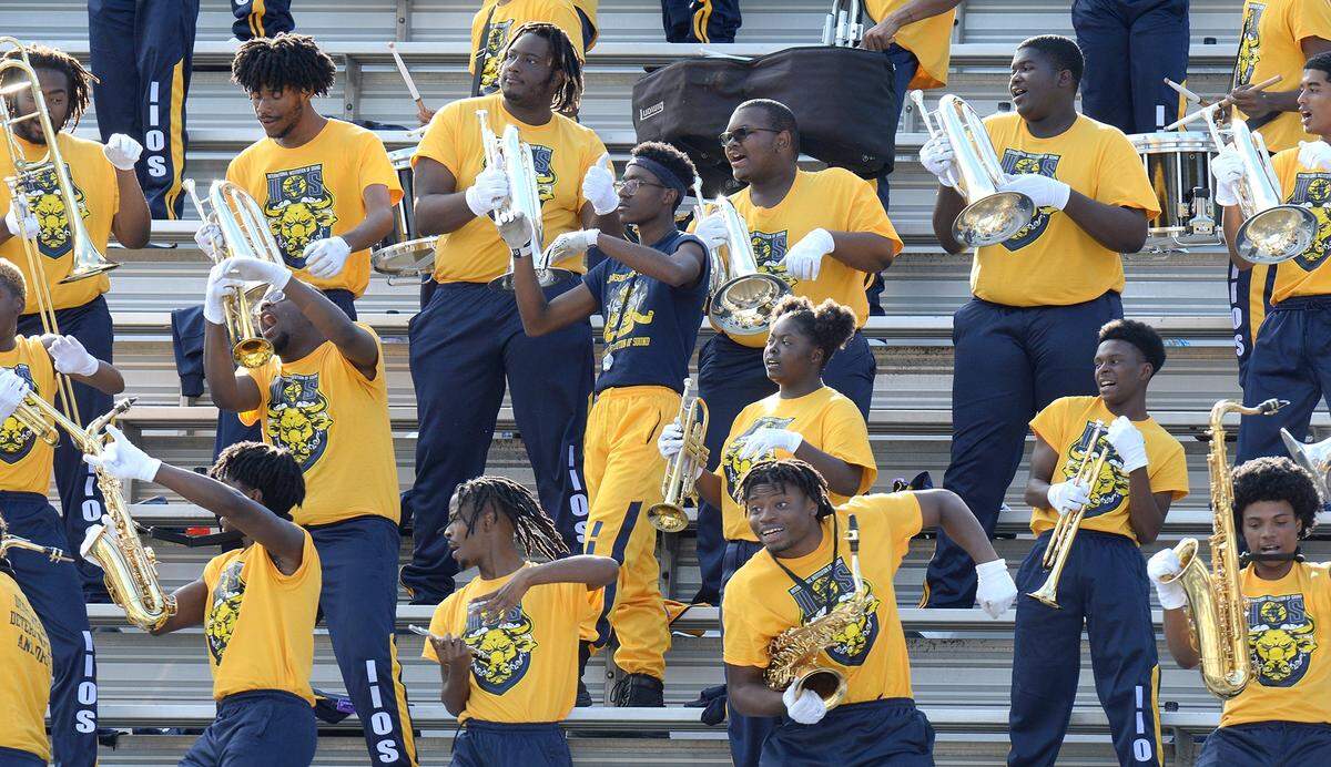 The JCSU marching band , seen here in a 2024 file photo. Its director, Tomisha Price-Brock, secured a $200,000 NEH grant to share North Carolina’s music history with a wide audience.