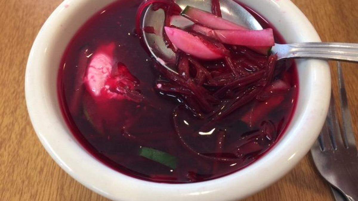Babushka's served both a summer and winter version of the popular Russian beet soup, borscht.