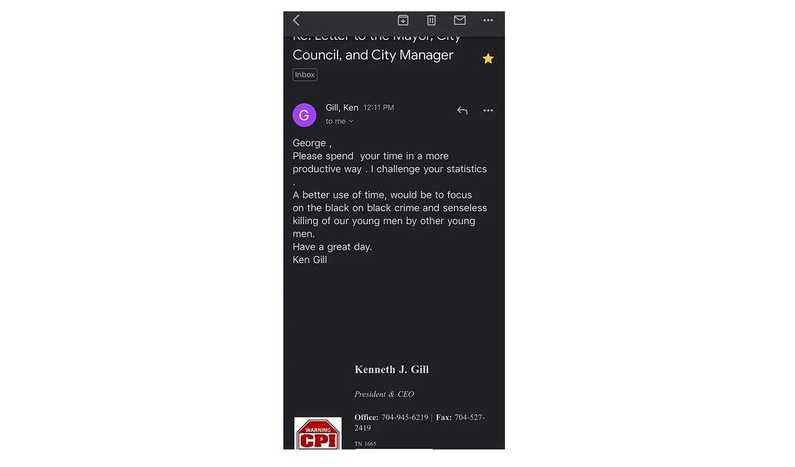 In an email reply to Queen City Unity Executive Director Jorge Millares, CPI Security CEO Kenneth Gill said Millares should focus on solving ‘black-on-black crime.’ In his email to thousands of people, Millares called on the community to end ‘police brutality.’