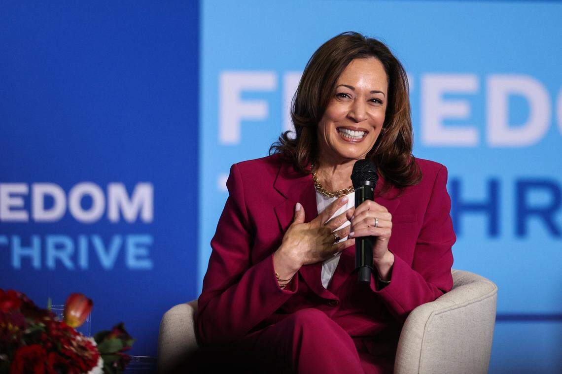 Vice President Kamala Harris speaks at Johnson C. Smith University in Charlotte, NC, as part of a nationwide Economic Opportunity Tour on Wednesday, June 12, 2024.