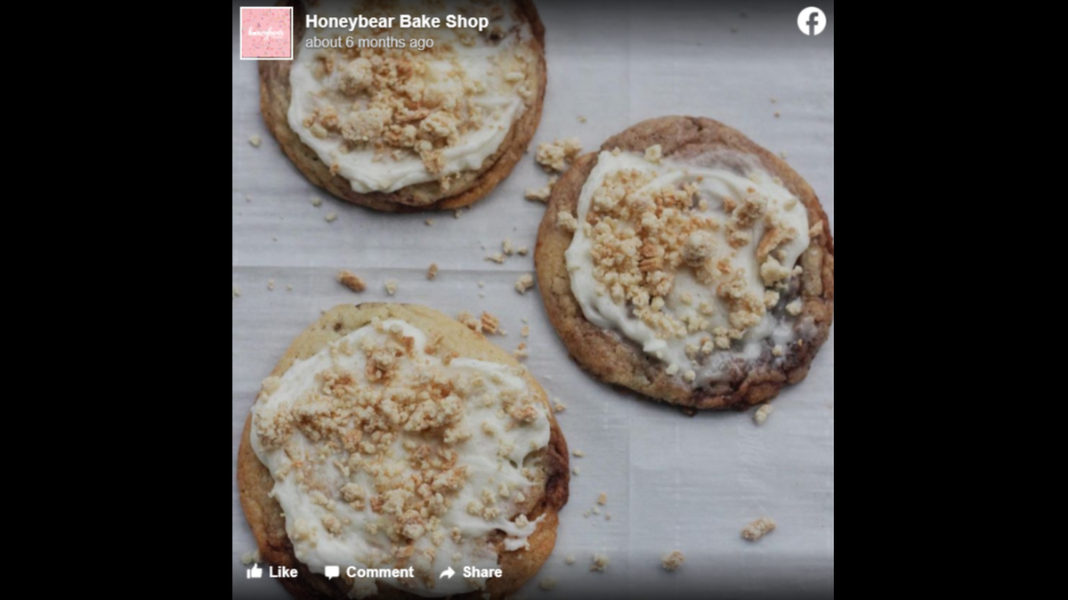The shop’s cinnamon roll cookies are among customers’ favorites.