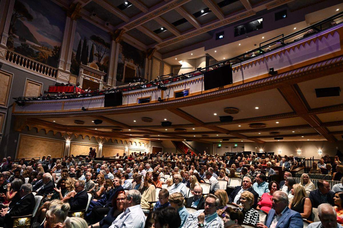 Attendees look on during the ‘Music with Friends’ concert at Carolina Theatre on Tuesday, May 20, 2025, in Charlotte, N.C.