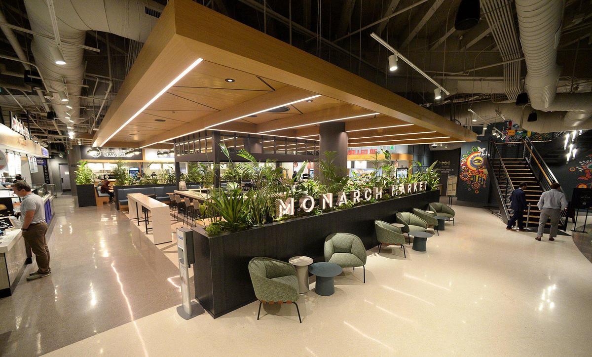 The Monarch Market in One Independence Center offers a variety of restaurants. It's one way the building has been redesigned to attract employees and passersbys. 