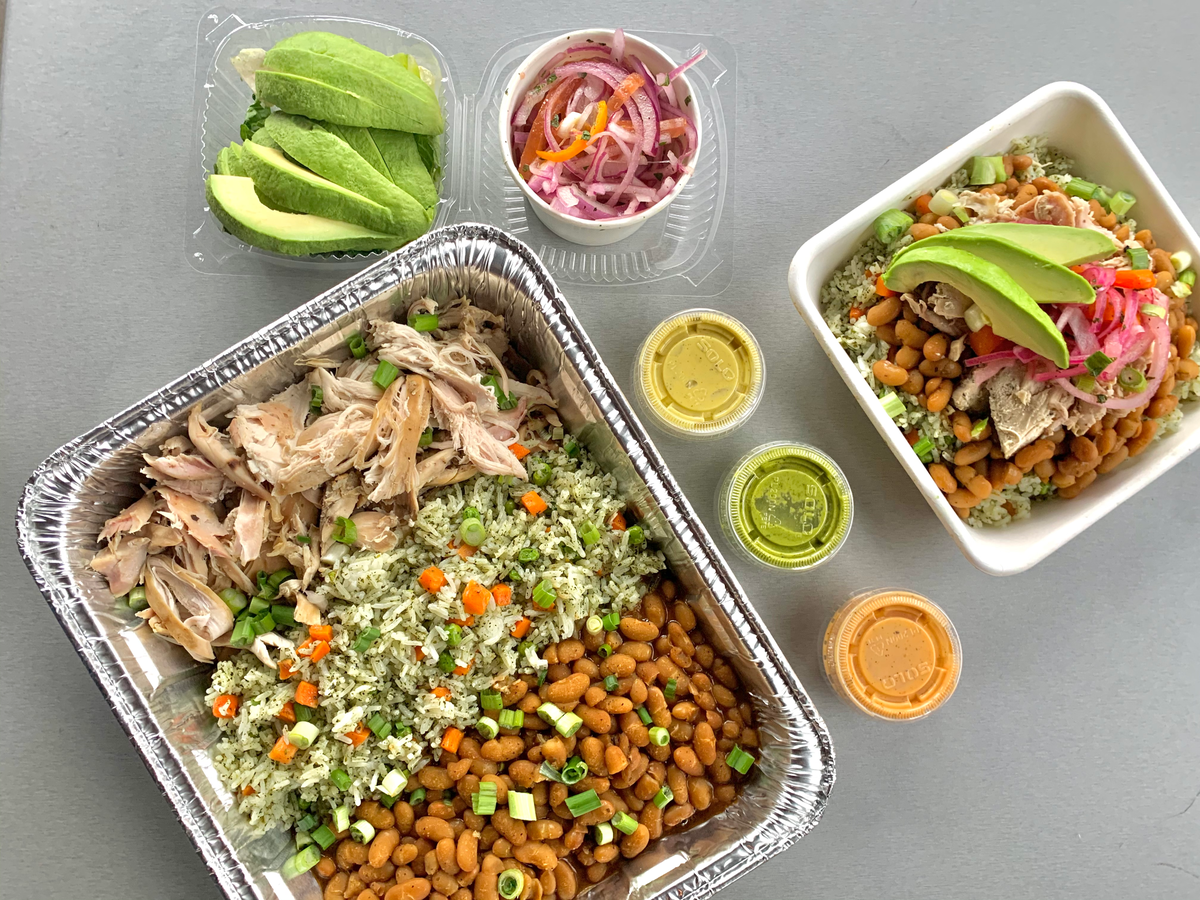 Viva Chicken’s Tacu Tray is packed to feed a family on busy nights.
