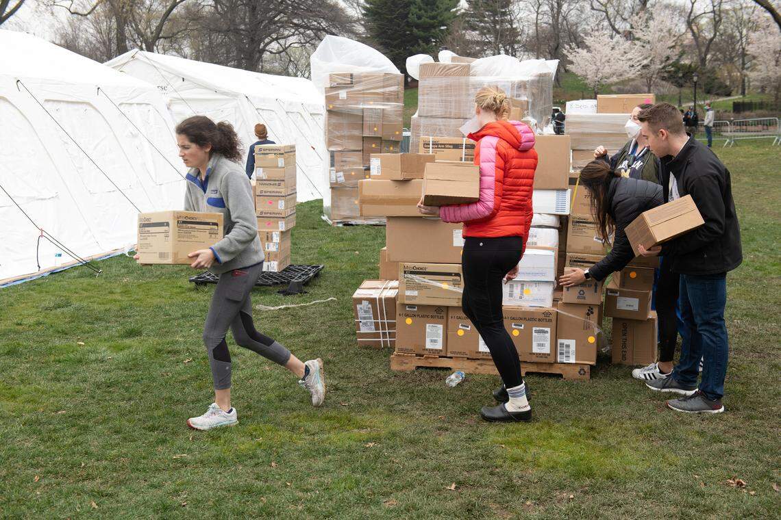 Volunteers and staff from Samaritan’s Purse, evangelist Franklin Graham’s Boone-based Christian relief organization, set up a field hospital for COVID-19 patients in Central Park across from Mt. Sinai Hospital Monday, March 30, 2020, in Manhattan, New York. The arrival of Samaritan’s Purse in New York City drew the wrath of some gay-rights advocates over Graham’s numerous past comments regarding the gay community.