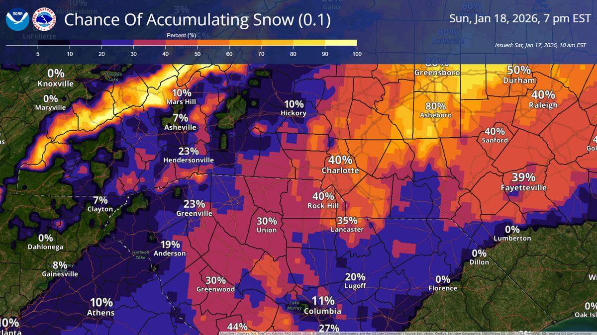 Charlotte and Rock Hill could still see less than an inch of snow from a second wintry mix system of the weekend, National Weather Service forecasters said.