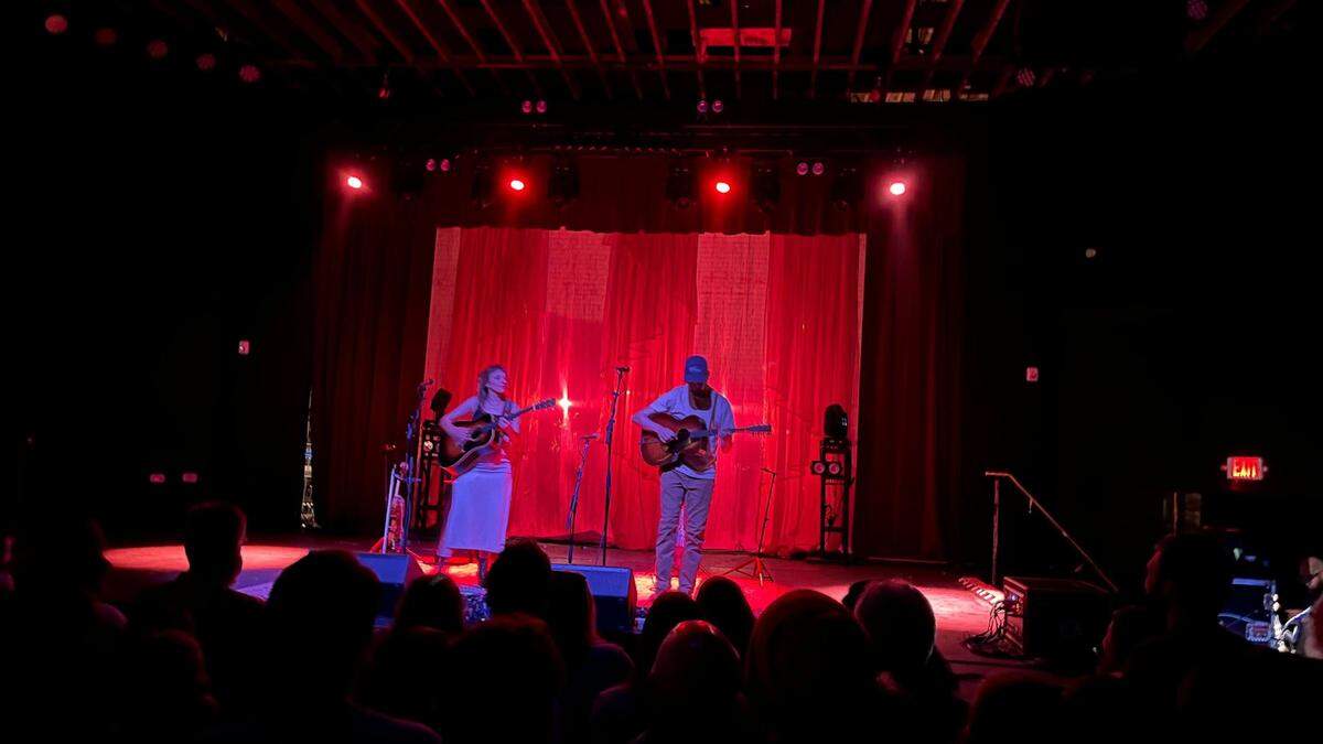 Watchhouse band members Emily Frantz, left, and Andrew Marlin performed at Neighborhood Theatre in Charlotte on June 6, 2024.