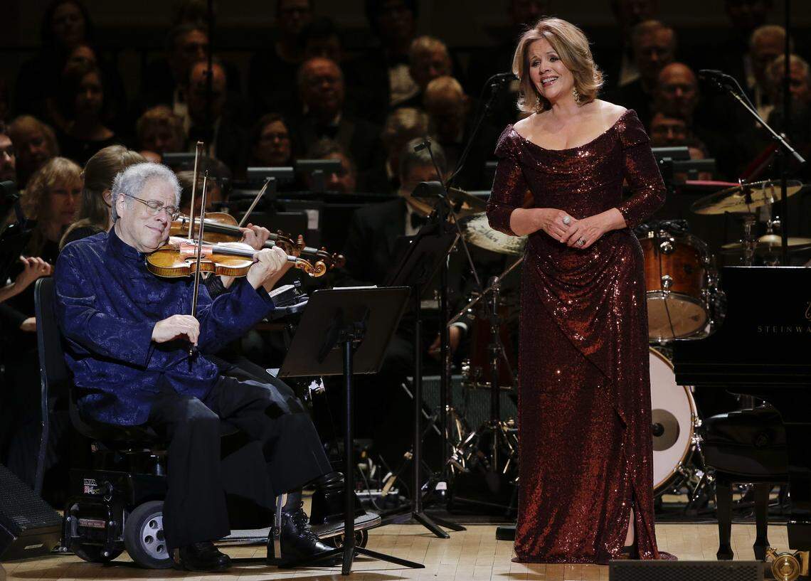 Renée Fleming was selected for a Kennedy Center of the Performing Arts’ lifetime artistic achievement award this year. Fleming is seen in this 2016 file photo with Itzhak Perlman at a 2016 Carnegie Hall performance.