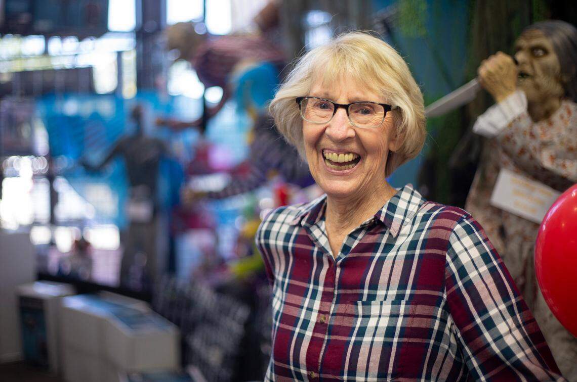 Amy Morris, owner of Morris Costumes, said Wednesday, Oct. 14, sales for outdoor decorations have increased this year as shoppers shift from indoor to outdoor decorations amid the COVID-19 pandemic.