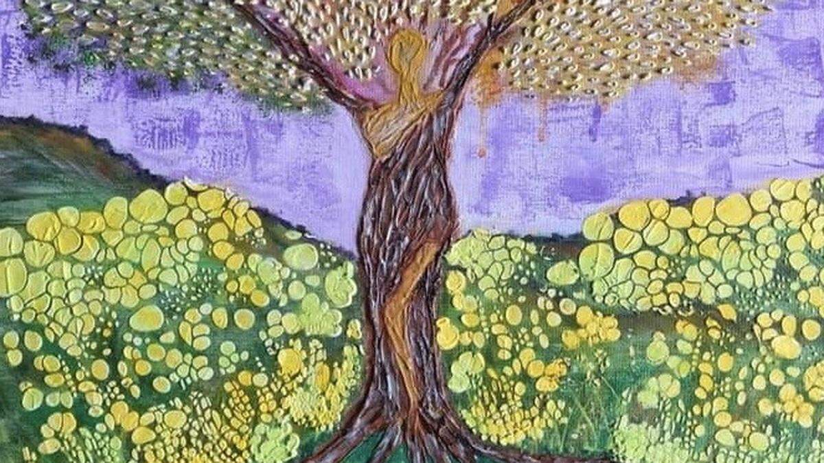 This painting, “Keep Rooted and Grounded” by Charlotte artist Umayal Annamalai, is featured in the Charlotte Art League’s first virtual exhibit. “Ab’strakt” features 20 works by local artists and runs through the end of April. It includes a video guide.