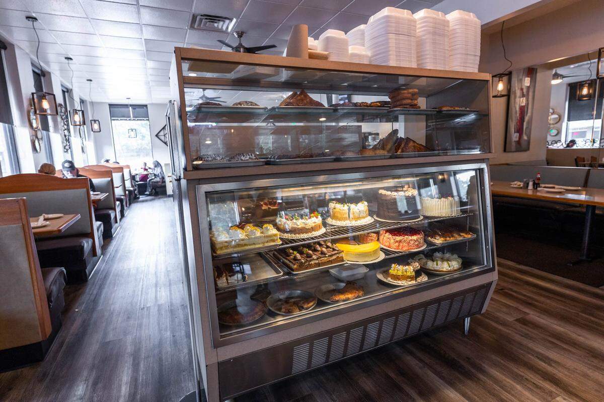 The dessert cooler is near the entrance of Landmark Diner.