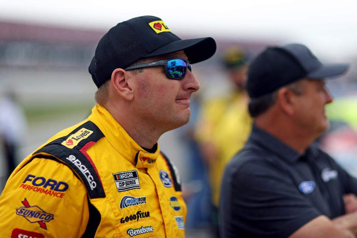 Apr 20, 2024; Talladega, Alabama, USA; NASCAR Cup Series driver Michael McDowell (34) during the GEICO 500 qualifying at Talladega Superspeedway.